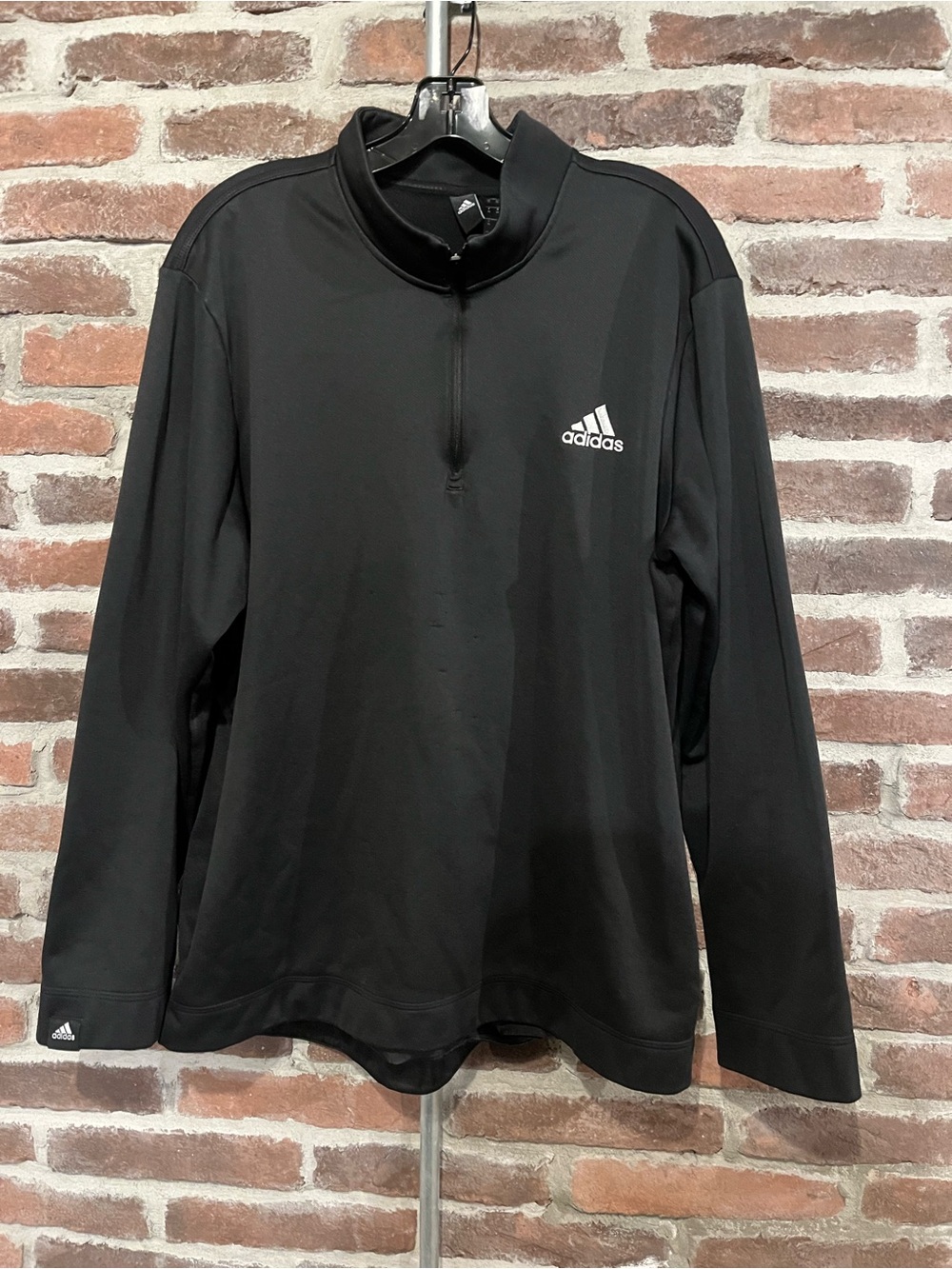 Adidas Black Long-Sleeve Quarter-Zip Performance Pullover